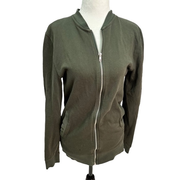 asos Army Green Jersey Full Zip Women's Aviator Jacket Size XS - Picture 2 of 13